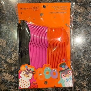 New Plastic Cutlery Festive Color Party Black Purple Orange Knives Forks